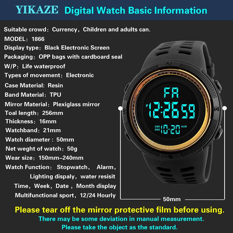 Military Sports Watches Luminous Multifunction LED Digital Wristwatch for men